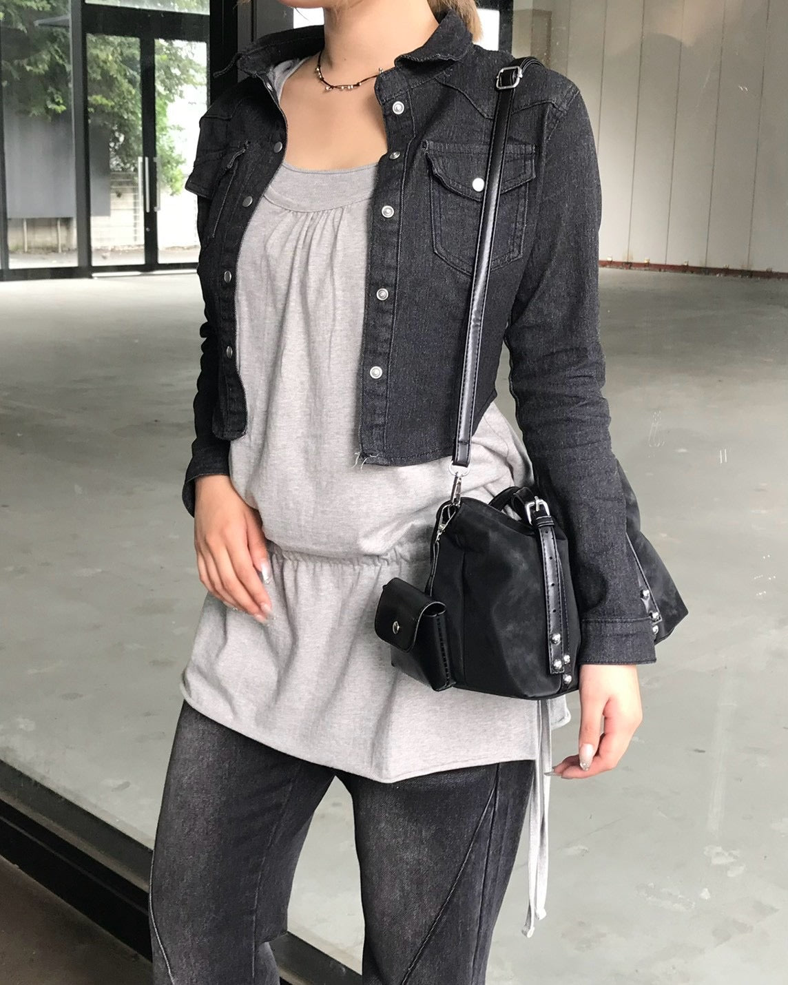 受注制【OaKS】drawstring layered mini dress (2color)