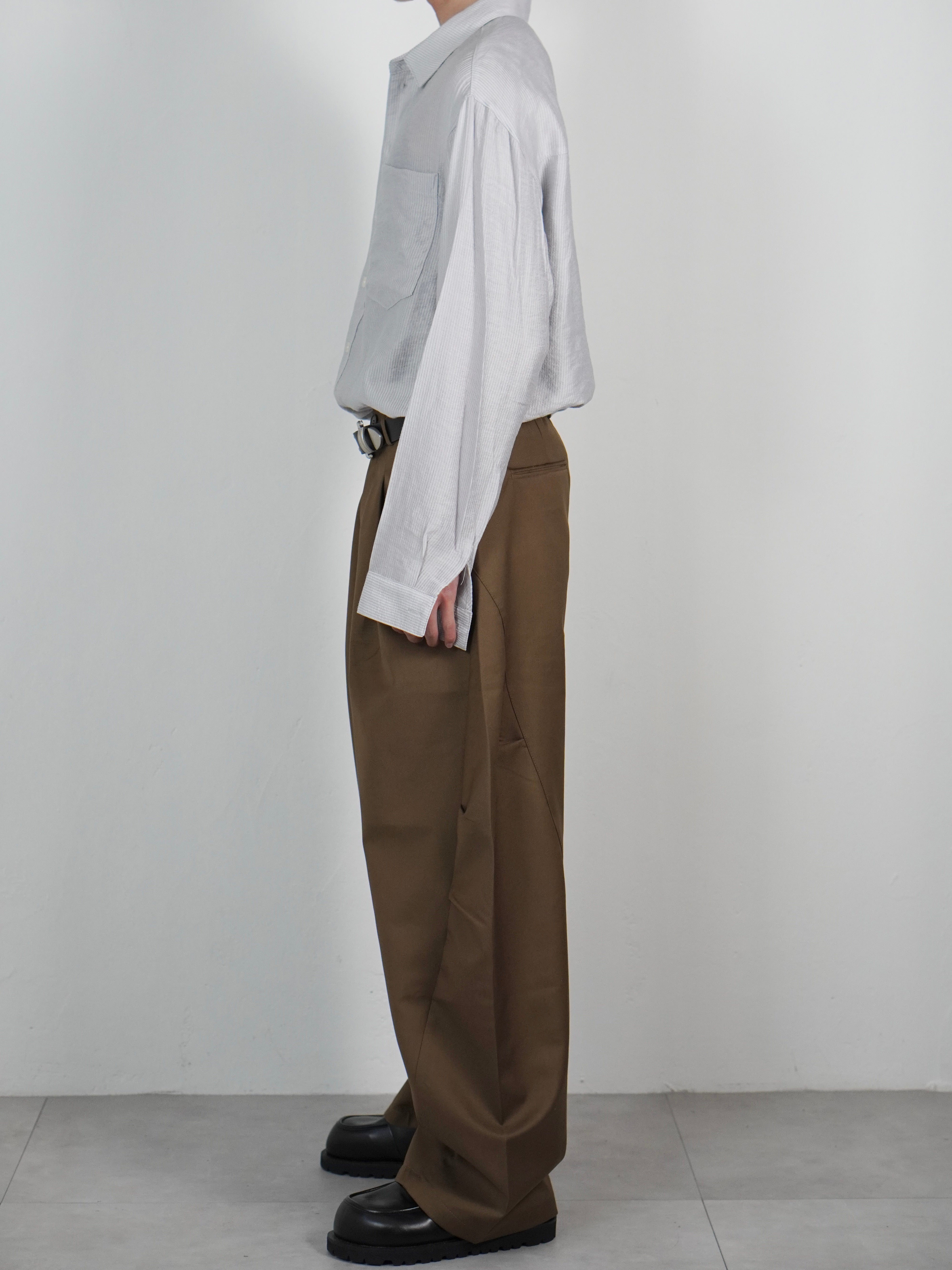 5/8 20:00 発売 受注制【Chikashitsu +】soft cropped stripe shirt (3color)