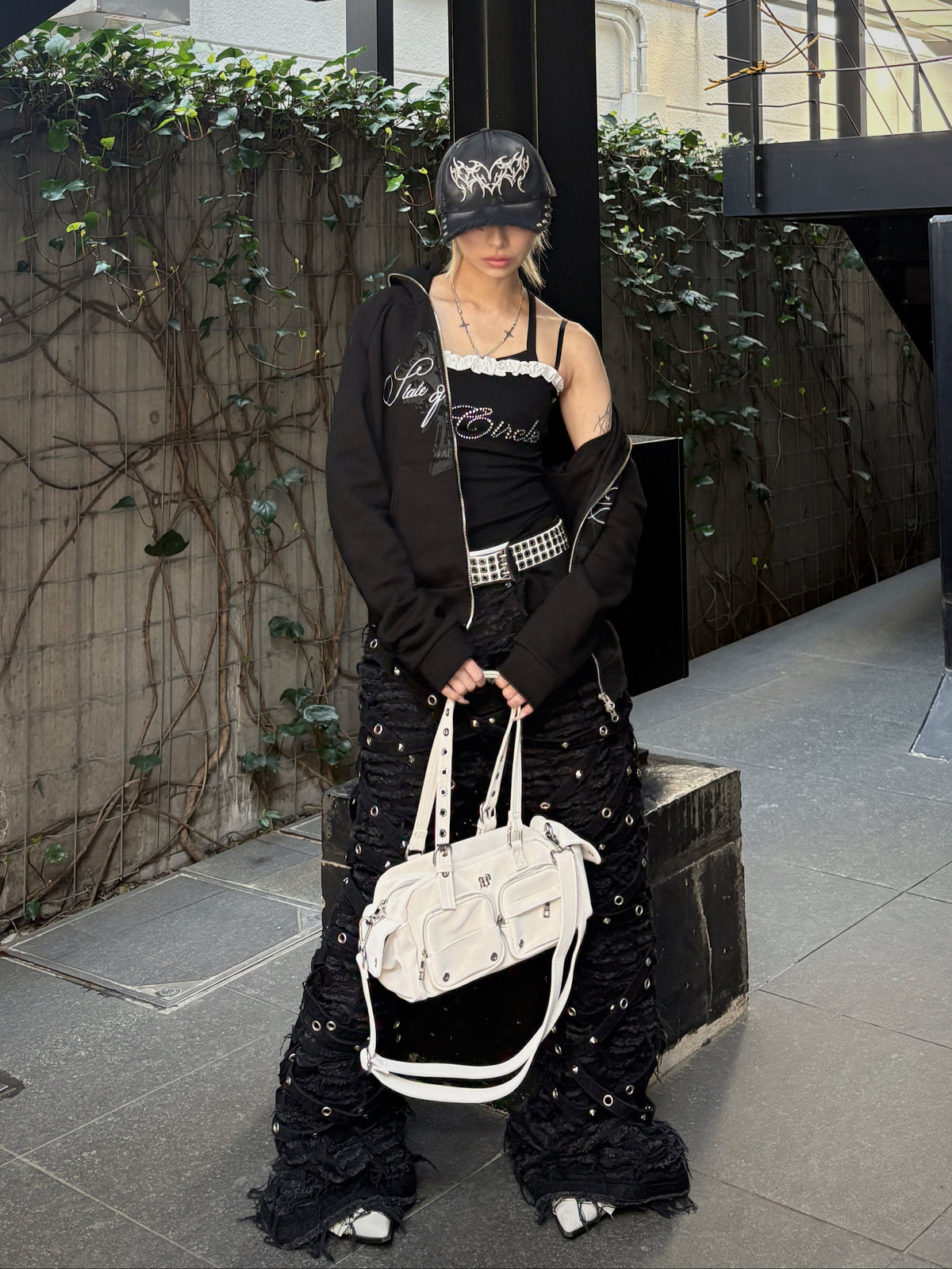 国際配送【Never mind the XU】rhinestone race camisole