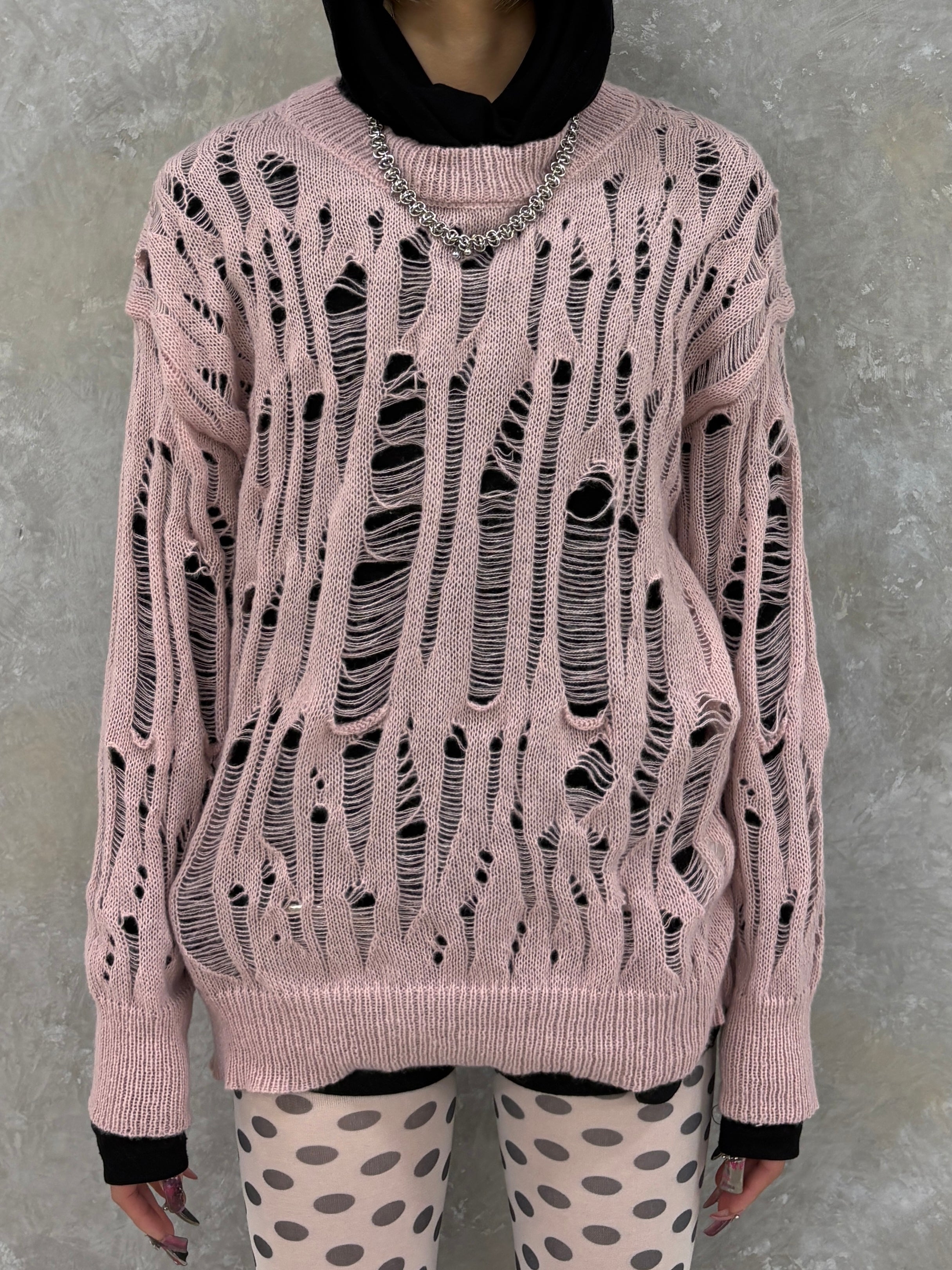 国際配送【Never mind the XU】damage loose knit