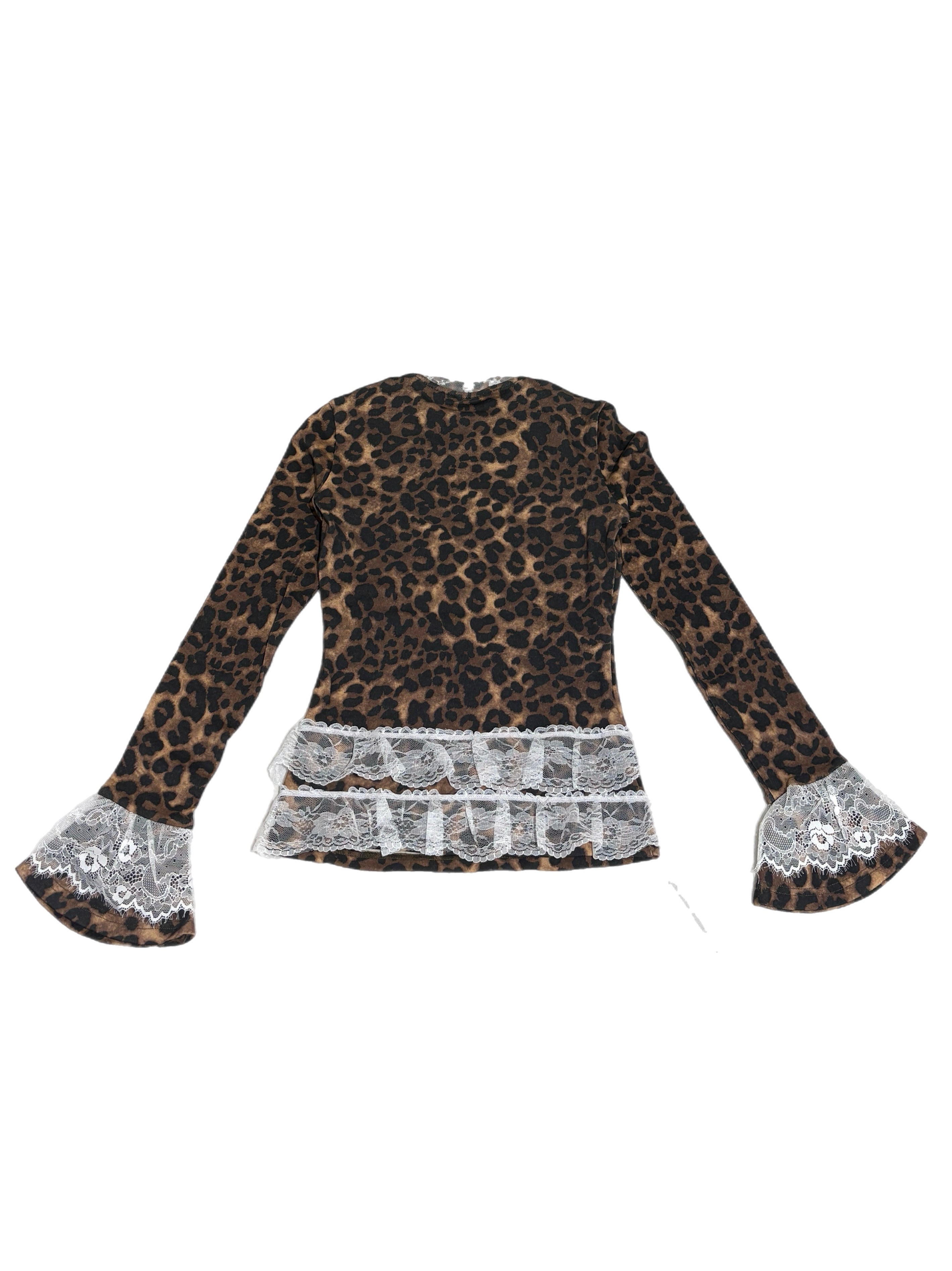 国際配送【BABY09】 leopard lace skull tops