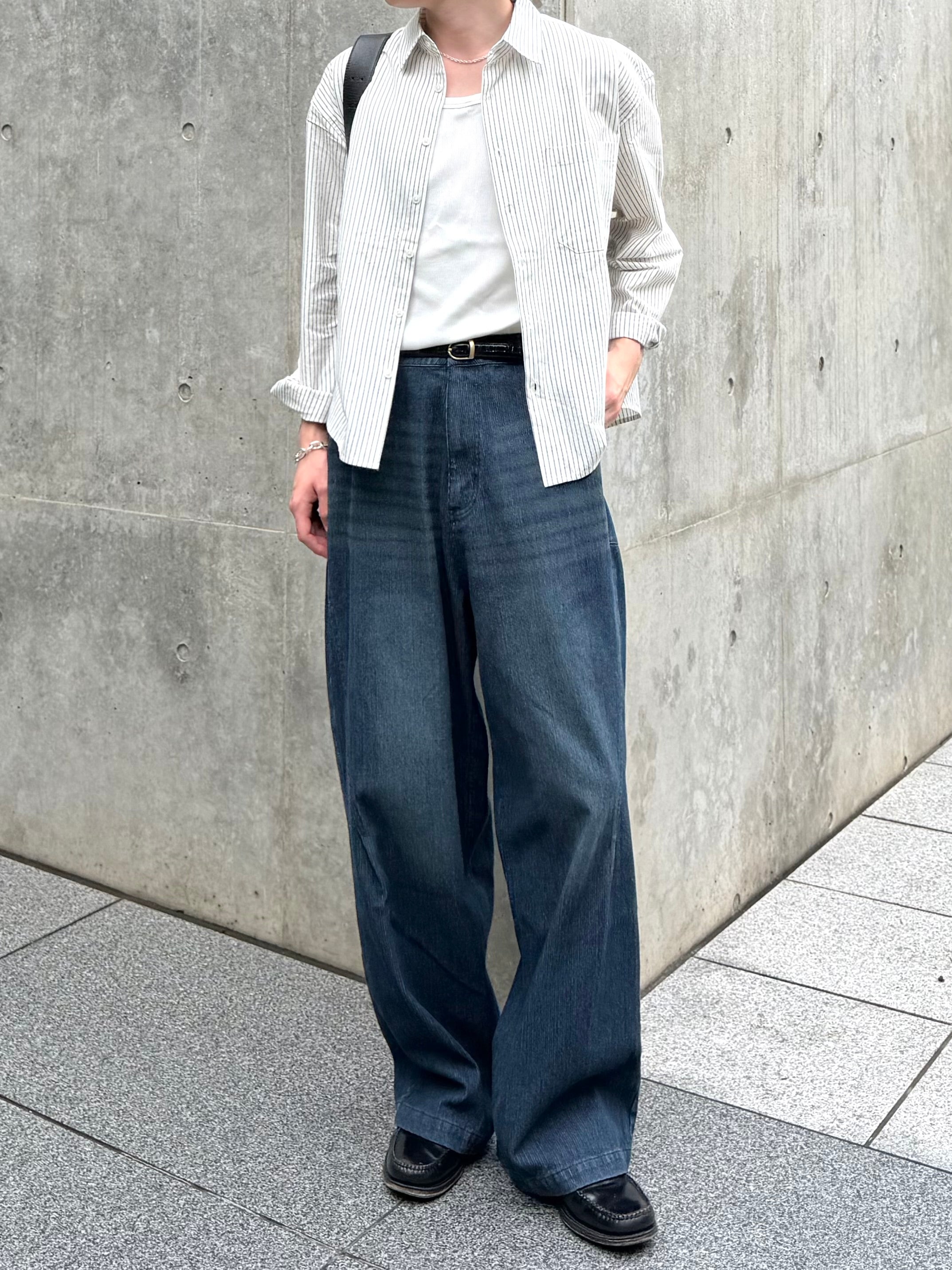 東京店WEB限定受注制【Chikashitsu +】compact stripe shirt (2color)