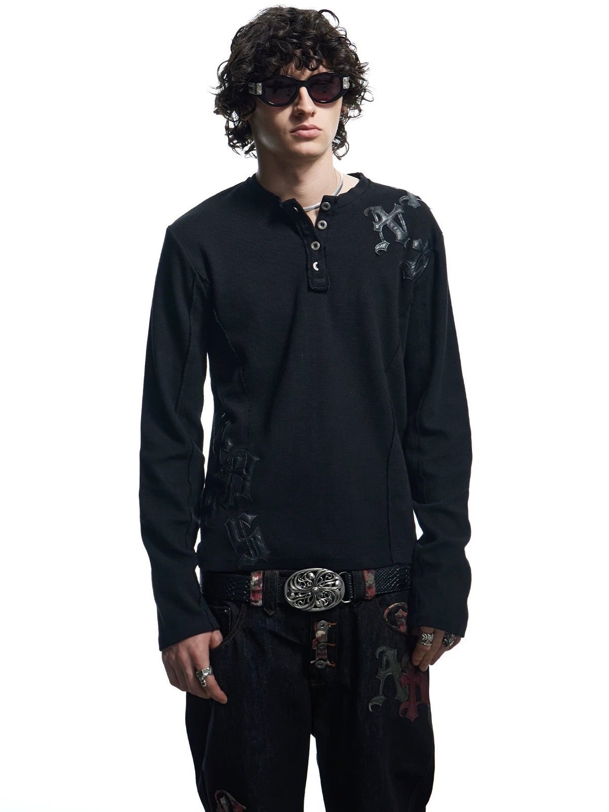 【DND4DES】Henley Collar Patch Long Sleeve