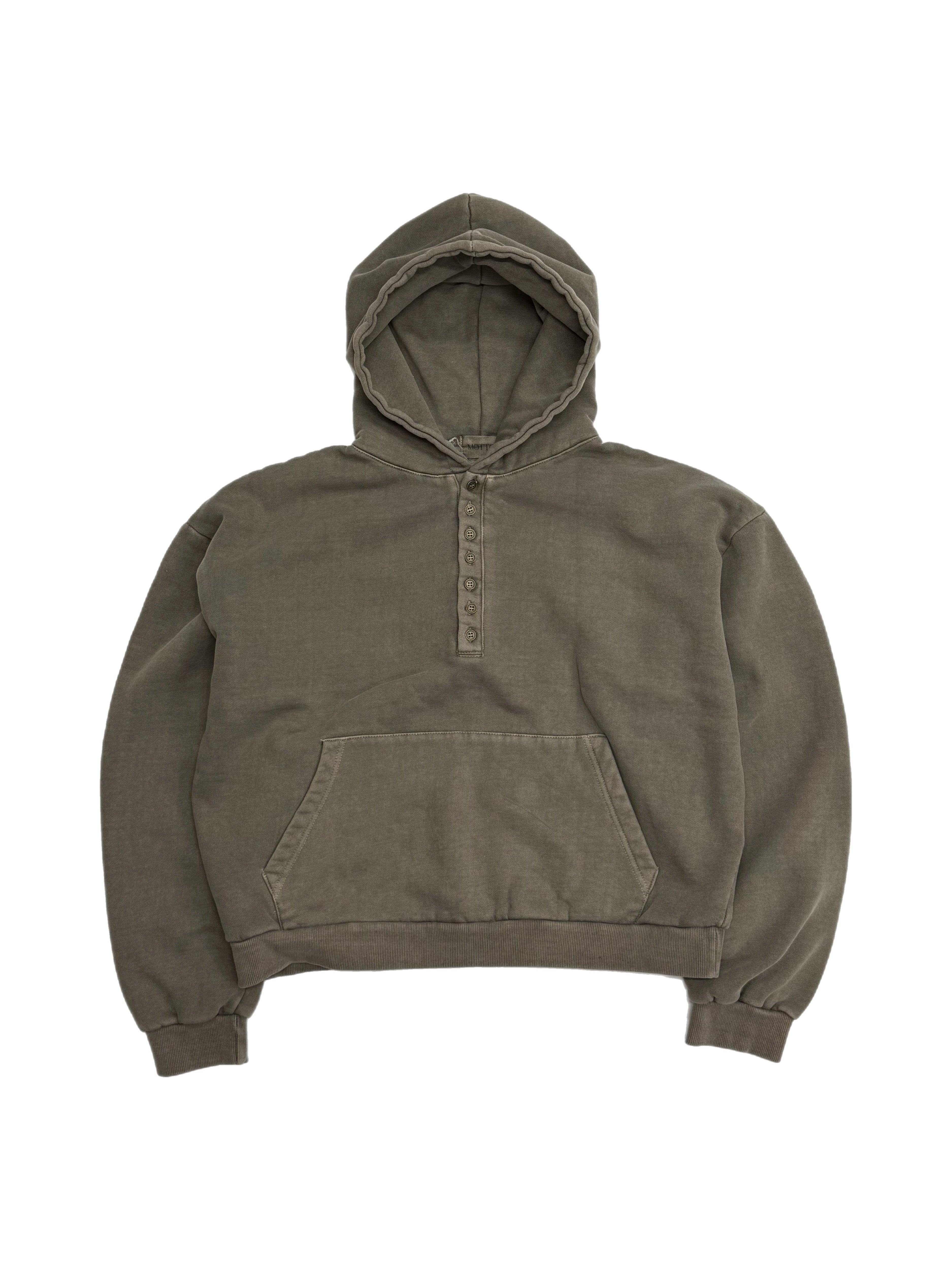 受注制【Chikashitsu +】henry neck pigment heavy hoodie / 【チカシツプラス】ヘンリーネックピグメントヘビーパーカー (2color)