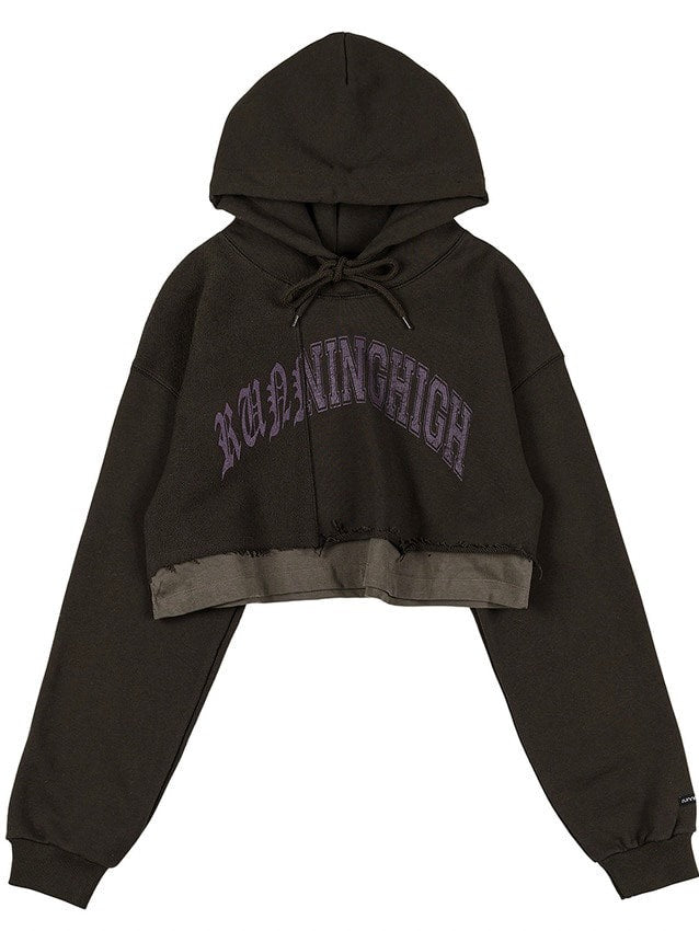 【running high】ARCH LOGO LAYERED CROP HOODIE