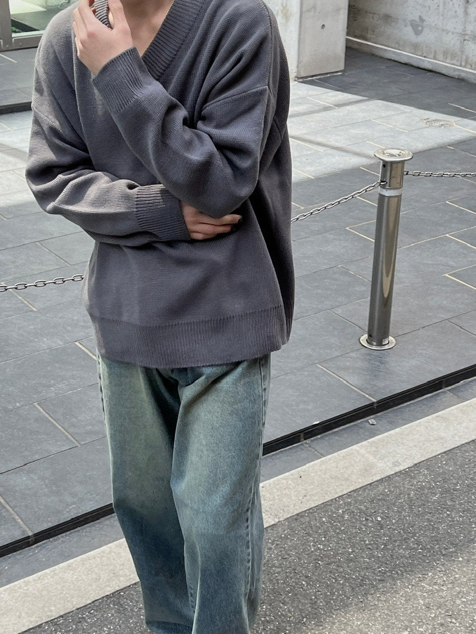 大阪店WEB限定【Chikashitsu +】basic v neck knit (4color)