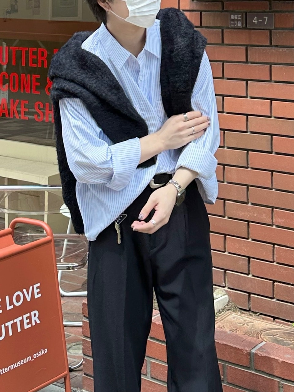大阪店WEB限定受注制【Chikashitsu +】cropped stripe shirts (2color)