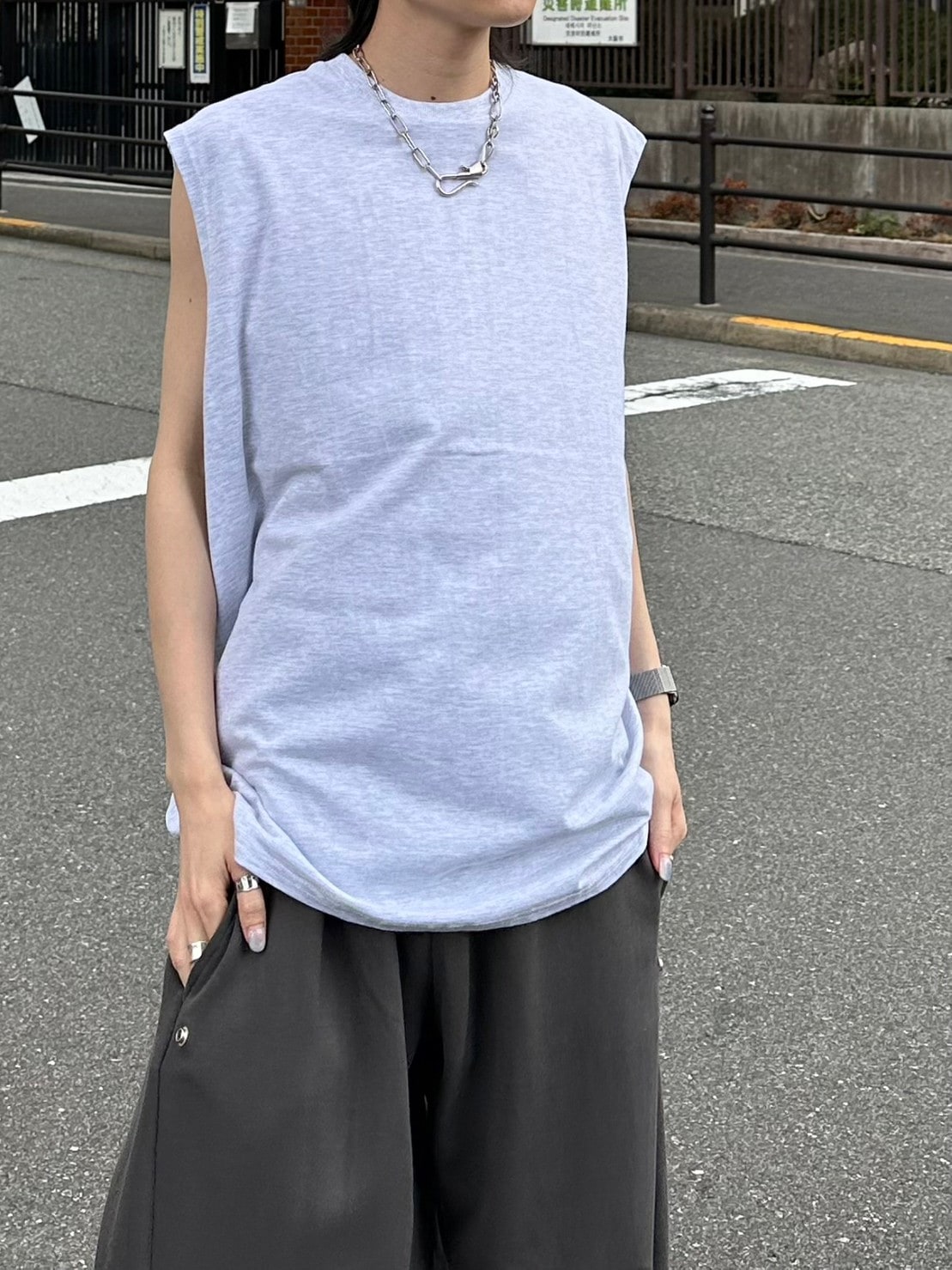 受注制【Chikashitsu +】basic cotton sleeveless (5color)