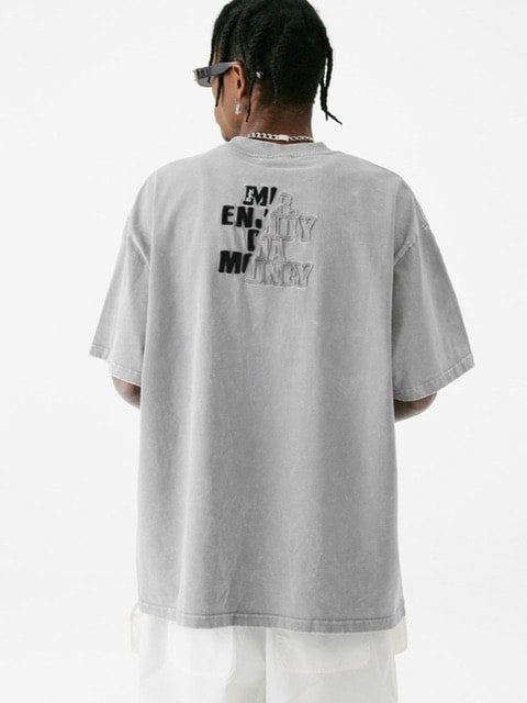 【MR. ENJOY DA MONEY】Cutting font short sleeves