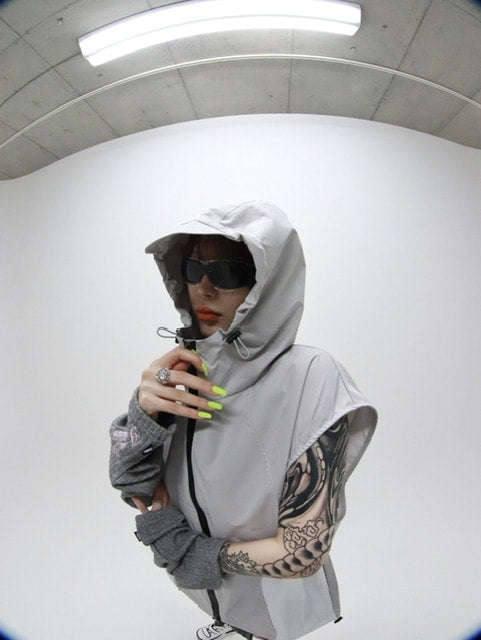 受注制【Never mind the XU】sleeveless zip up hoodie (3color)