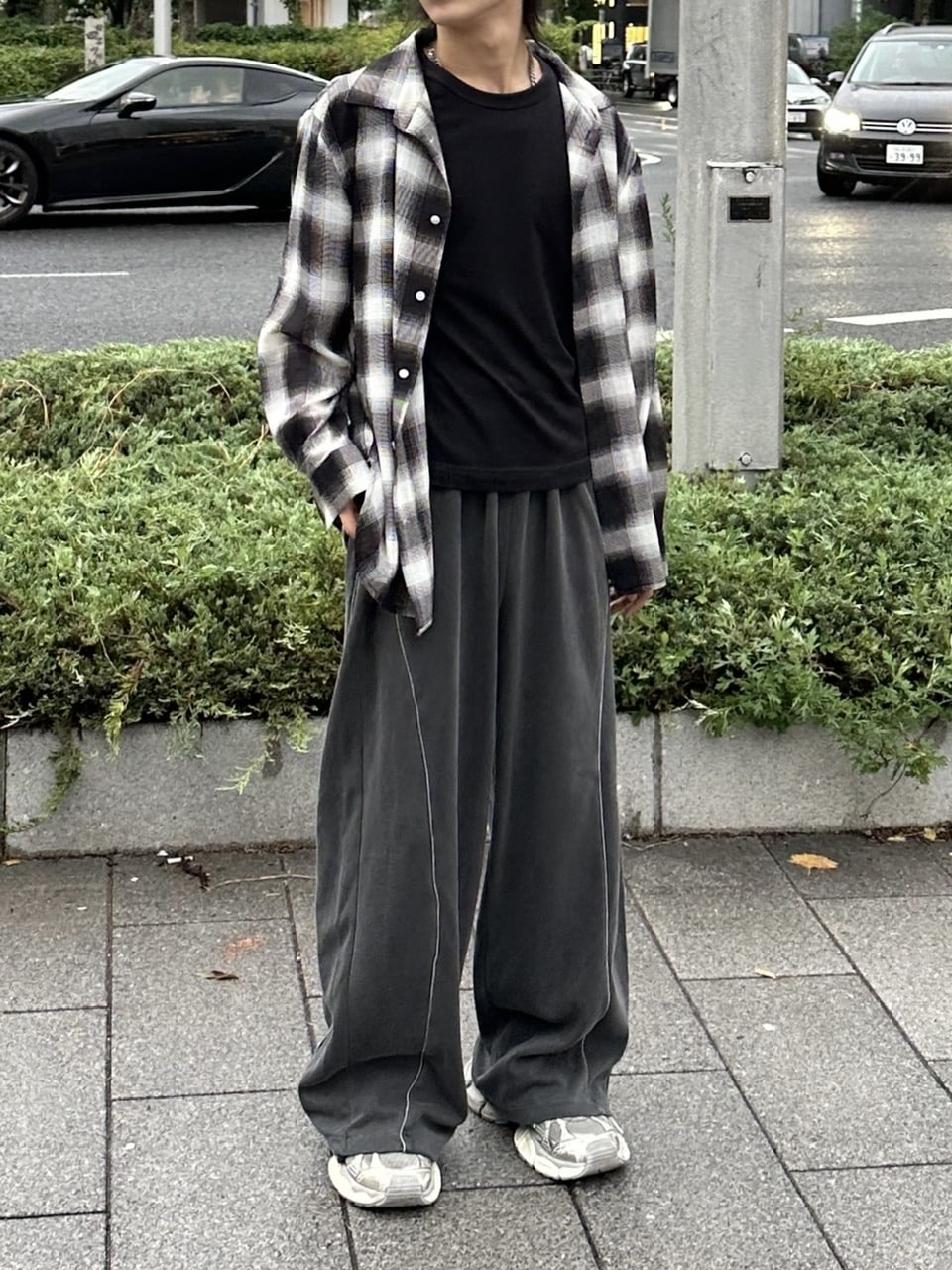 大阪店WEB限定受注制【Chikashitsu +】pigment piping wide sweat pants (2color)