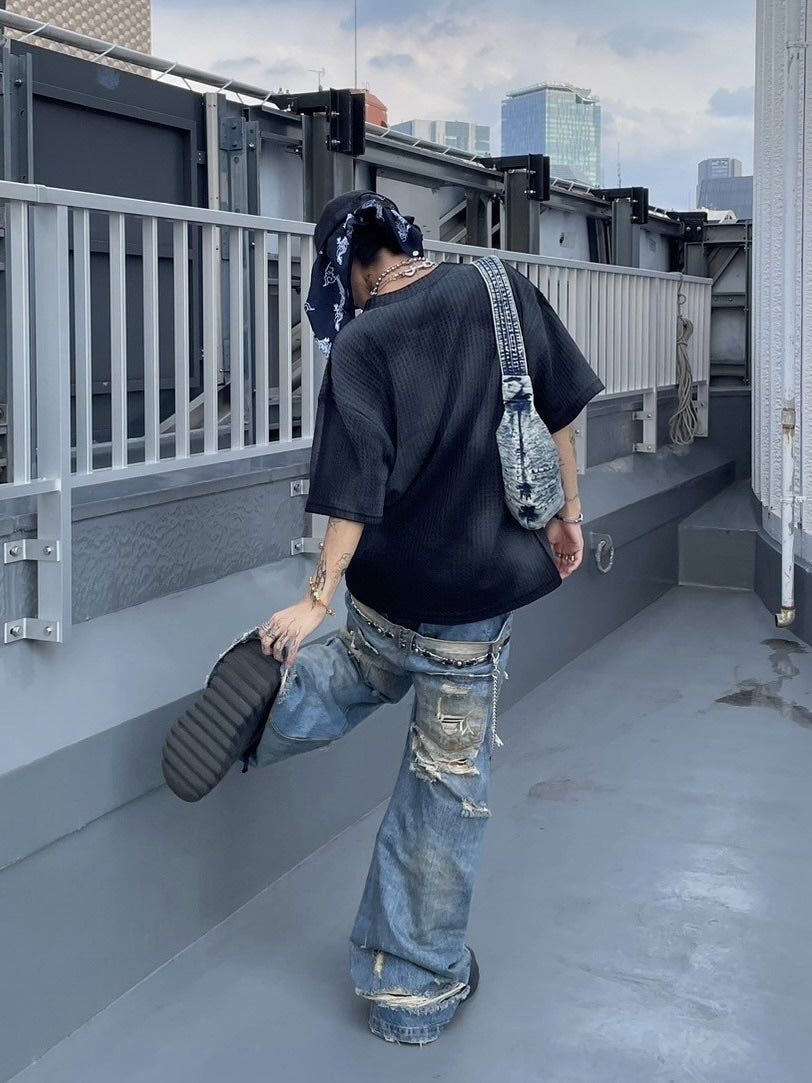 受注制【Never mind the XU】washing waffle tee (3color)