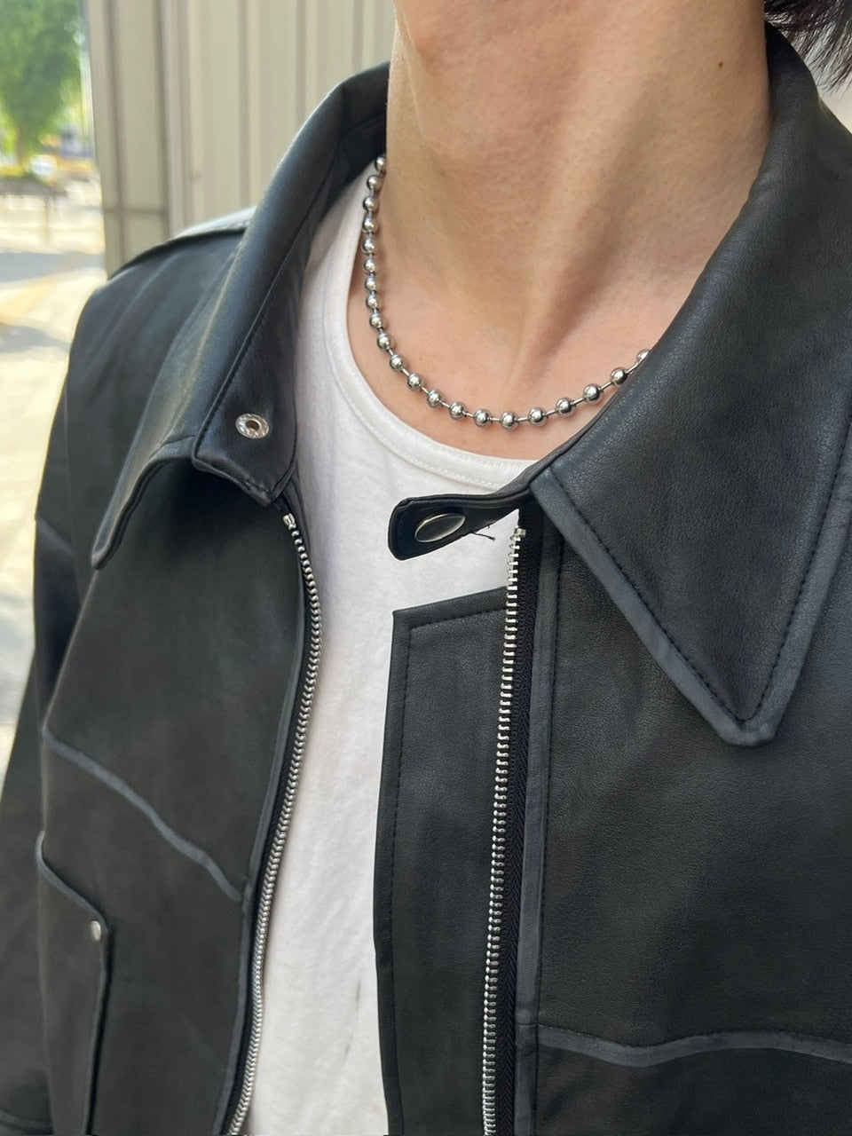 大阪店WEB限定受注制【Chikashitsu +】washing vegan leather jacket (2color)