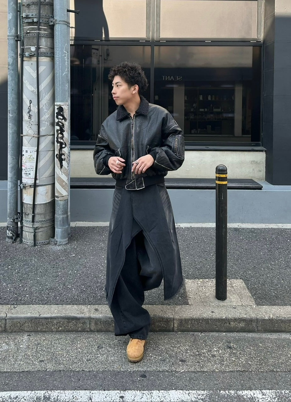 受注制【Chikashitsu +】wrapping design denim skirt (2color)