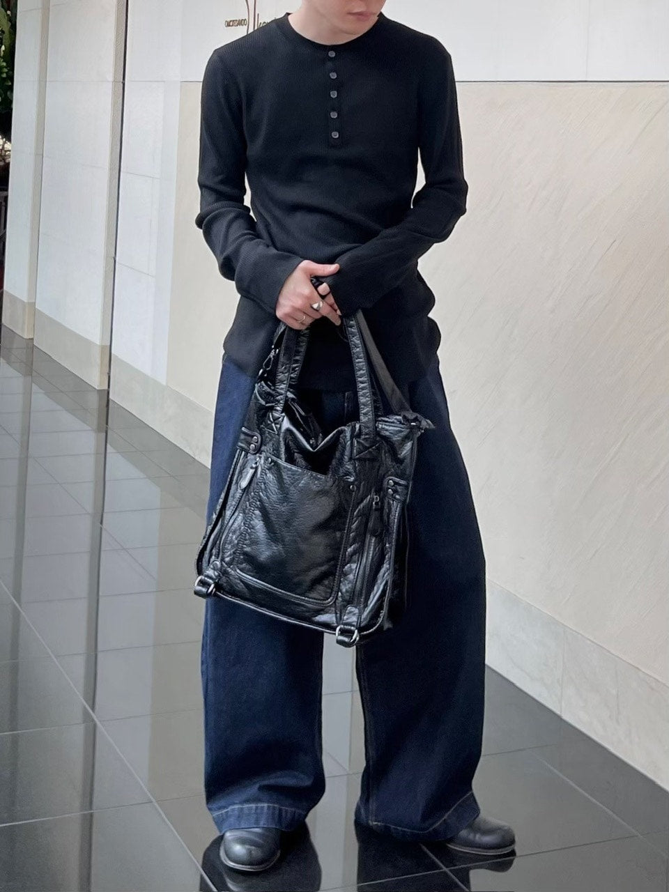 【Chikashitsu +】henry neck long sleeve knit (4color)