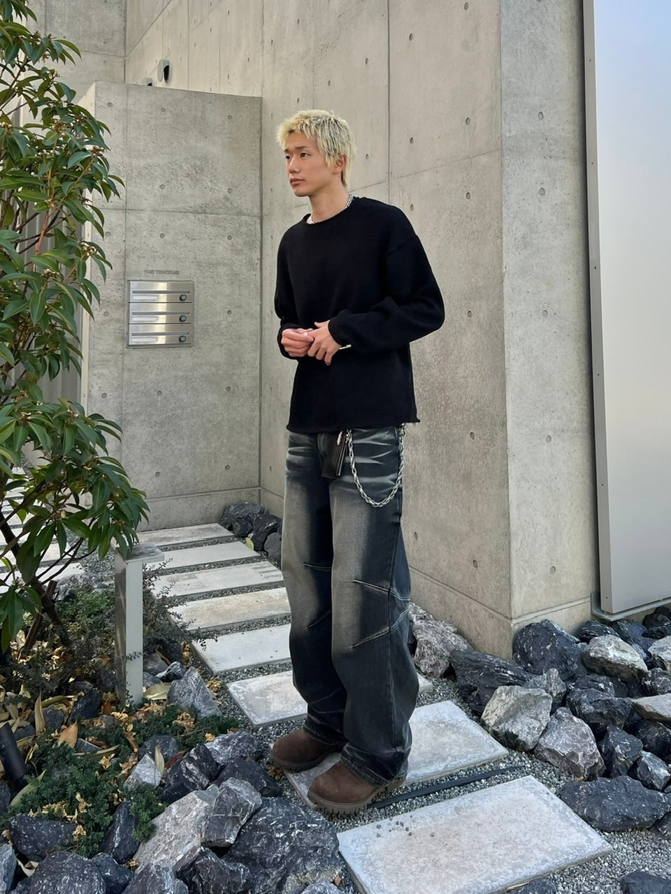 受注制【Chikashitsu +】loose fit round knit (4color)