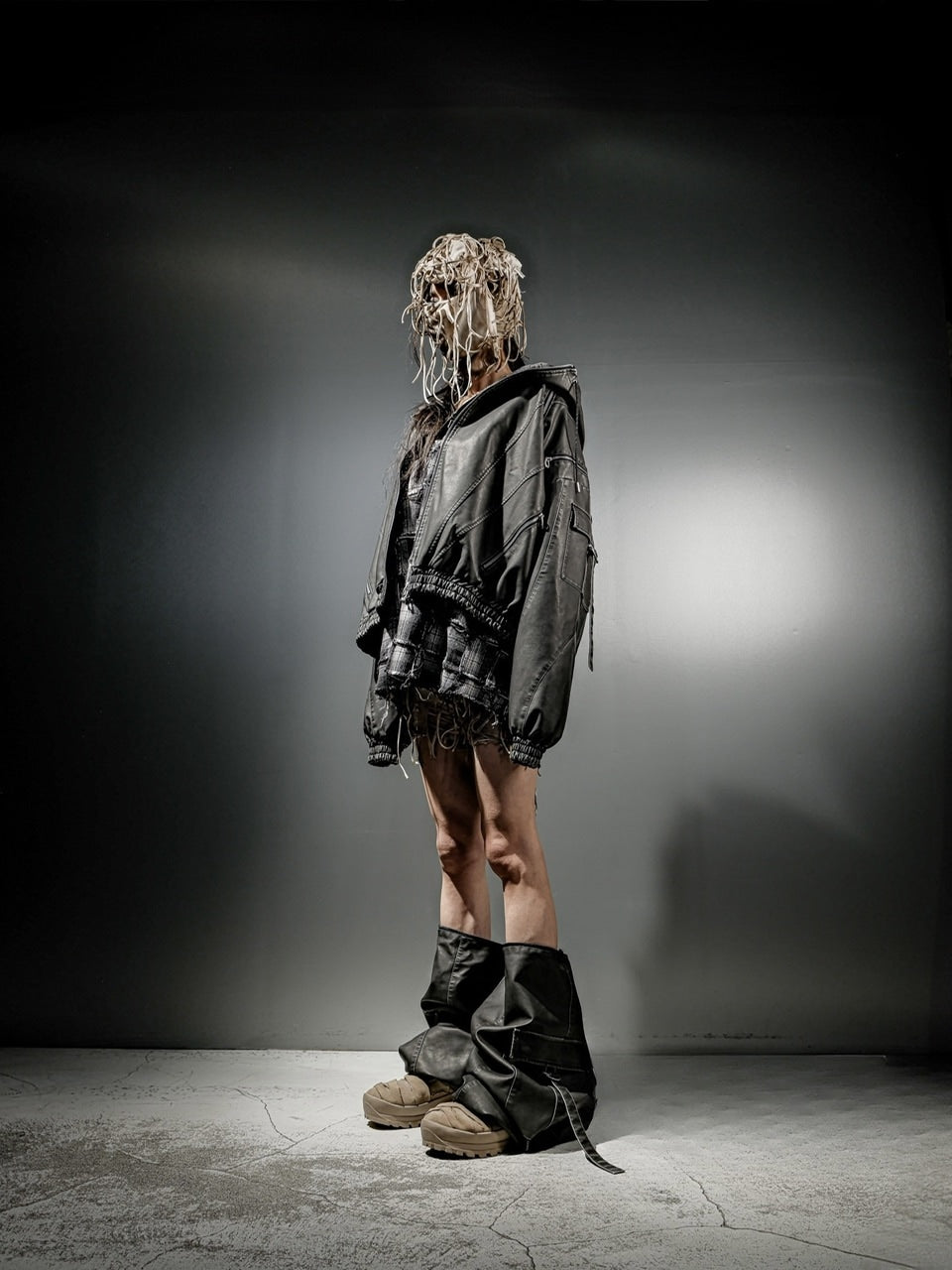 【DIG YOUR OWN GRAVE】LEATHER ZIP HOODY / 【ディグユアオウングレイブ】レザージップアップ長袖パーカー