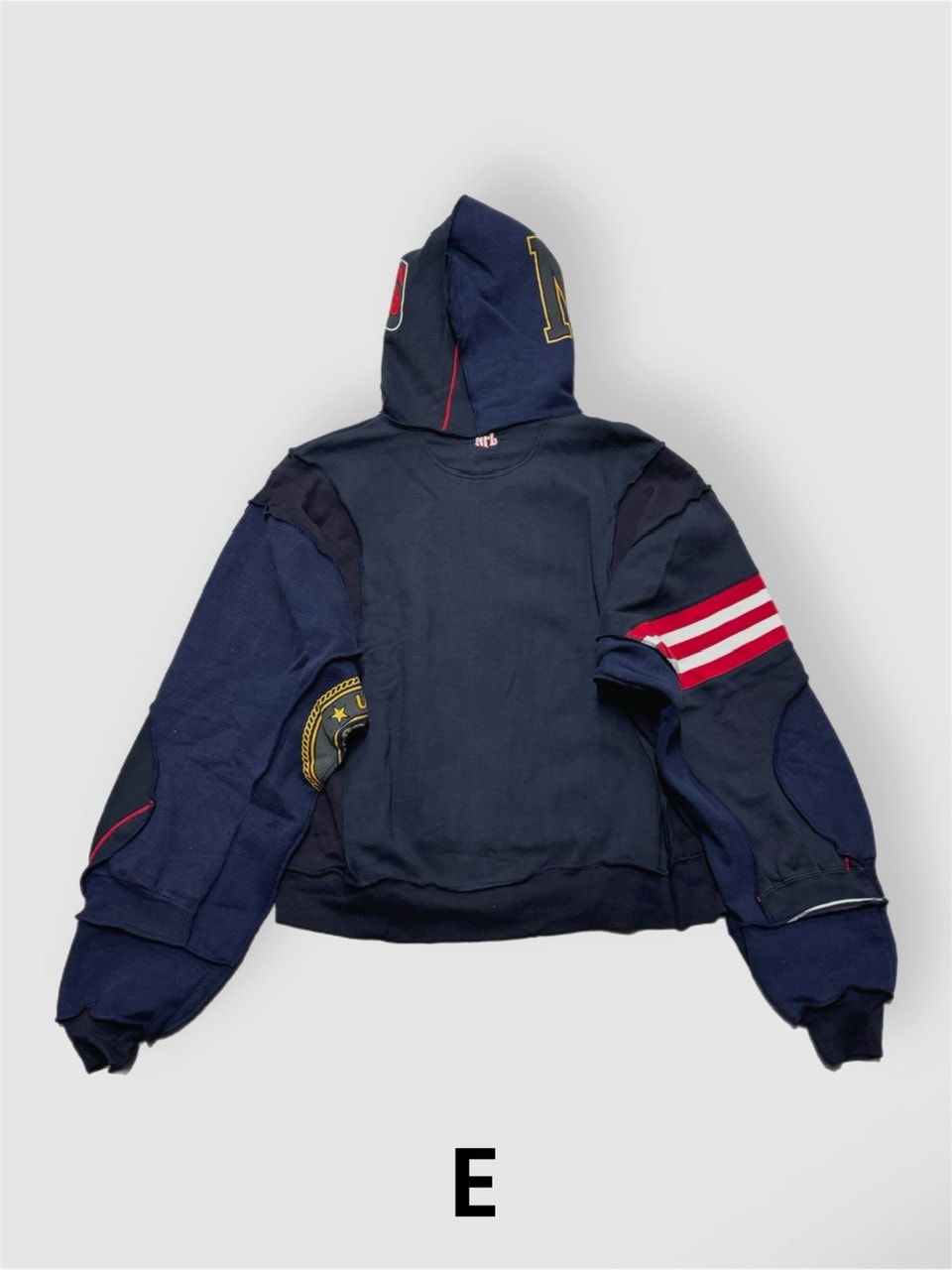 【Re +】double zip cutting switch hoodie (navy)