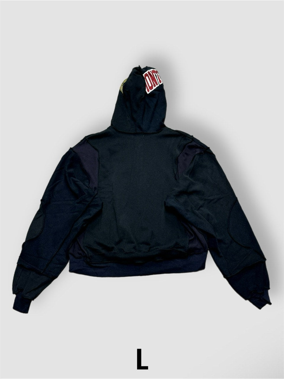【Re +】double zip cutting switch hoodie (black)