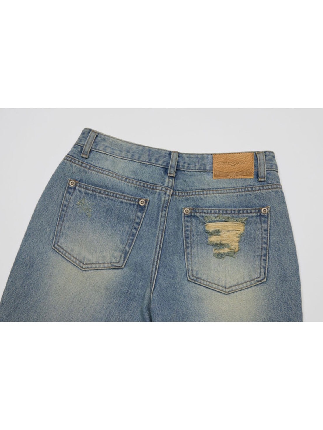 【NOT KNOWING】Destroyed Flared Jean