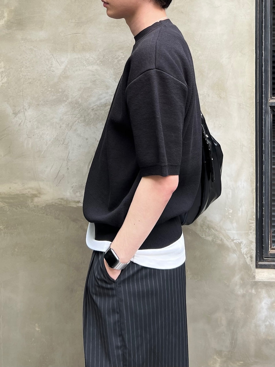 東京店WEB限定受注制【Chikashitsu +】crew neck cotton knit (3color)