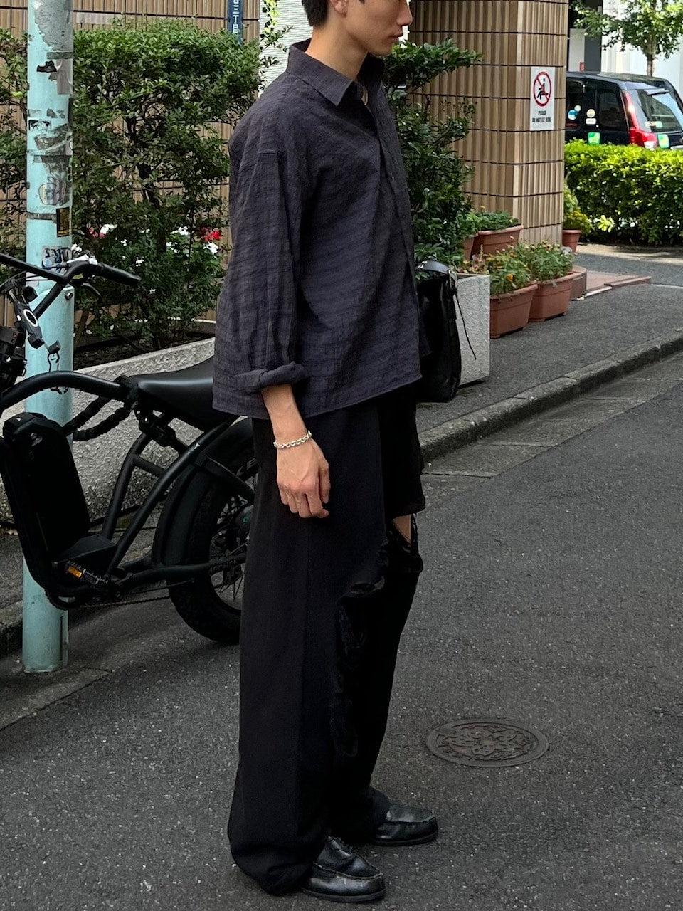 受注制【Chikashitsu +】full length crash sweat pants / 【チカシツプラス】フルレングスクラッシュスウェットパンツ (2color)