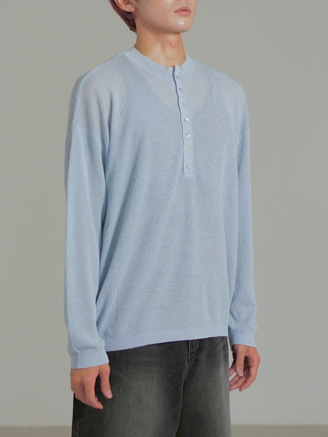 【Chikashitsu +】light touch henry neck knit / 【チカシツプラス】ライトタッチへンリーネックニット (3color)