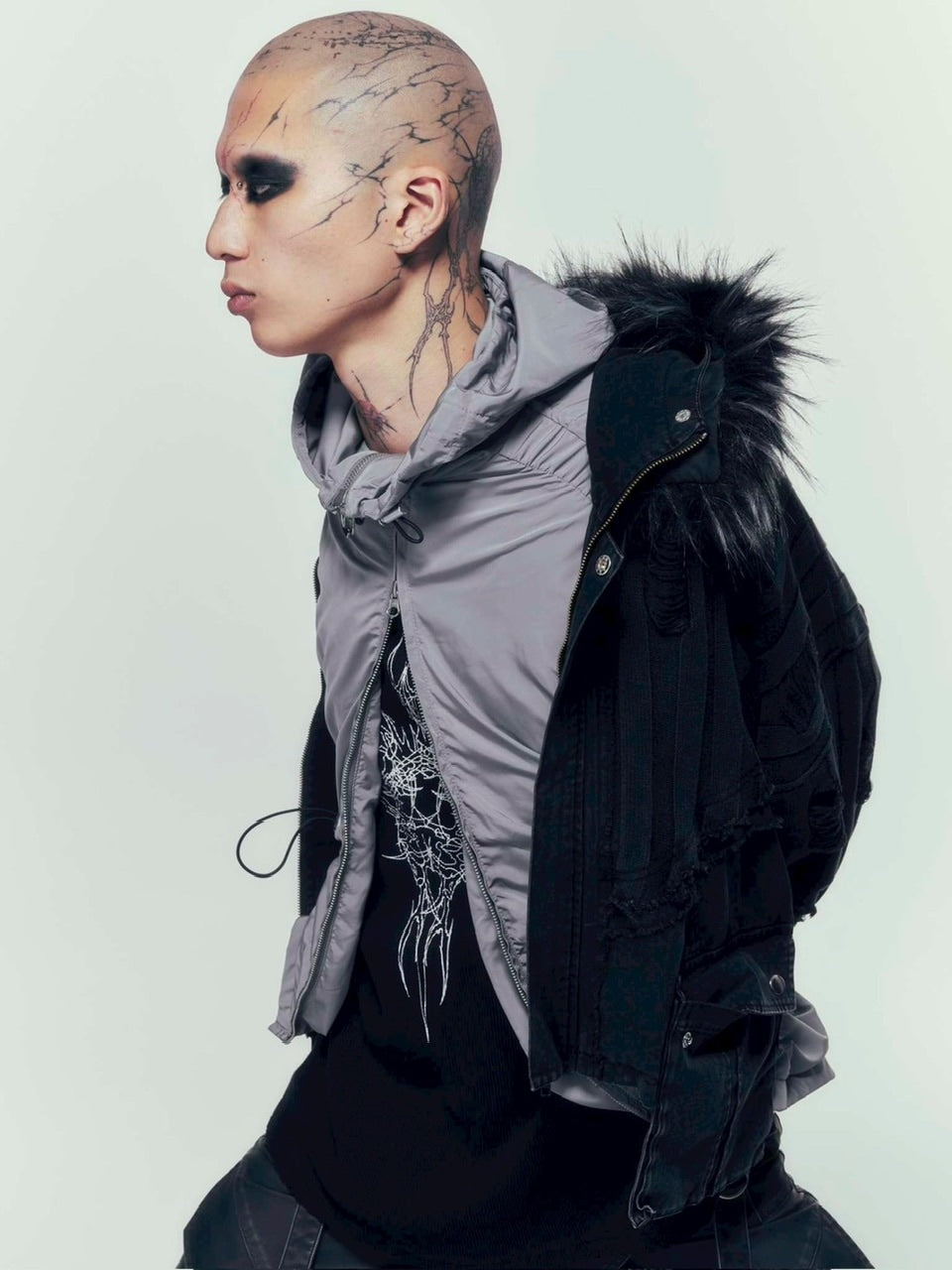 【DIG YOUR OWN GRAVE】SYN-EDGE BLOUSON /【ディグユアオウングレイブ】アシンメトリーテックブルゾン