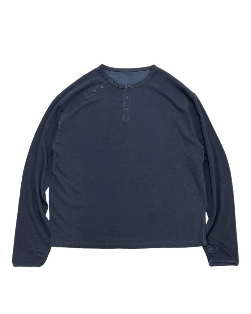 受注制【Chikashitsu +】double button henry neck long sleeve tee / 【チカシツプラス】ダブルボタンヘンリーネック長袖Tシャツ (4color)