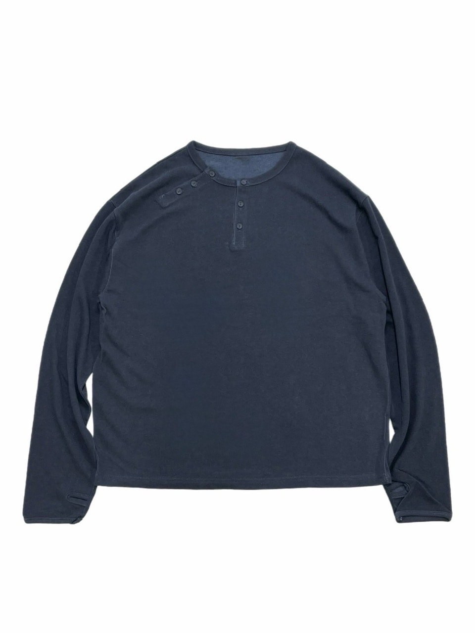 受注制【Chikashitsu +】double button henry neck long sleeve tee / 【チカシツプラス】ダブルボタンヘンリーネック長袖Tシャツ (4color)