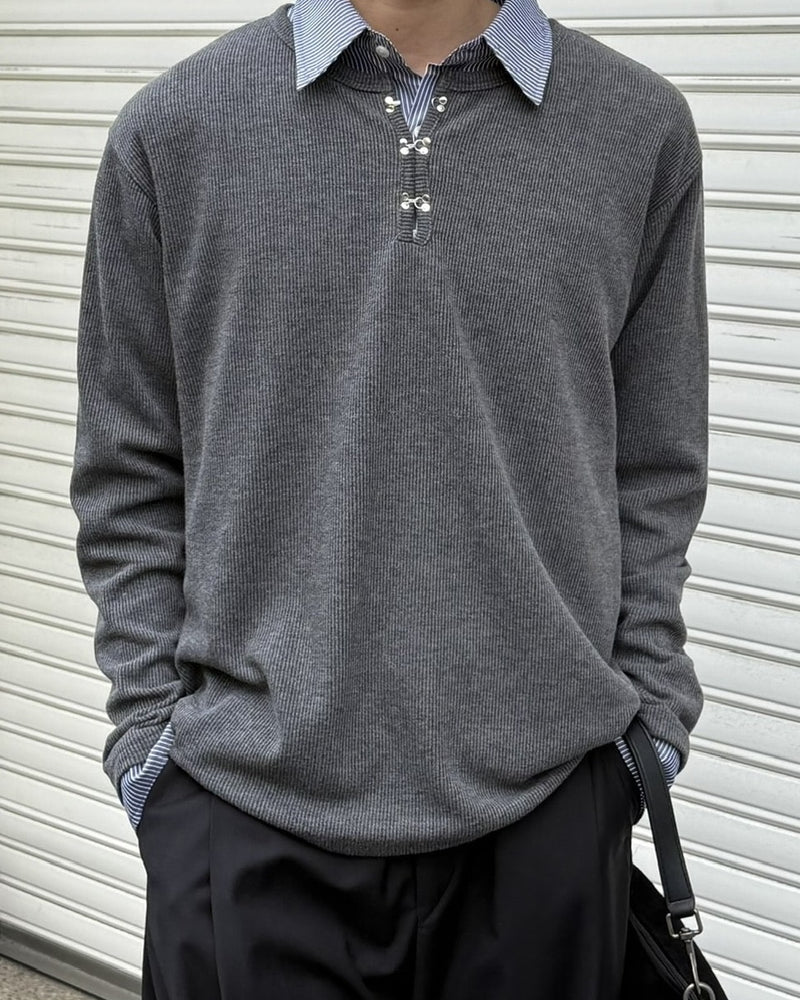 受注制【Chikashitsu +】front hook long sleeve knit / 【チカシツプラス】フロントフック長袖ニット (4color)