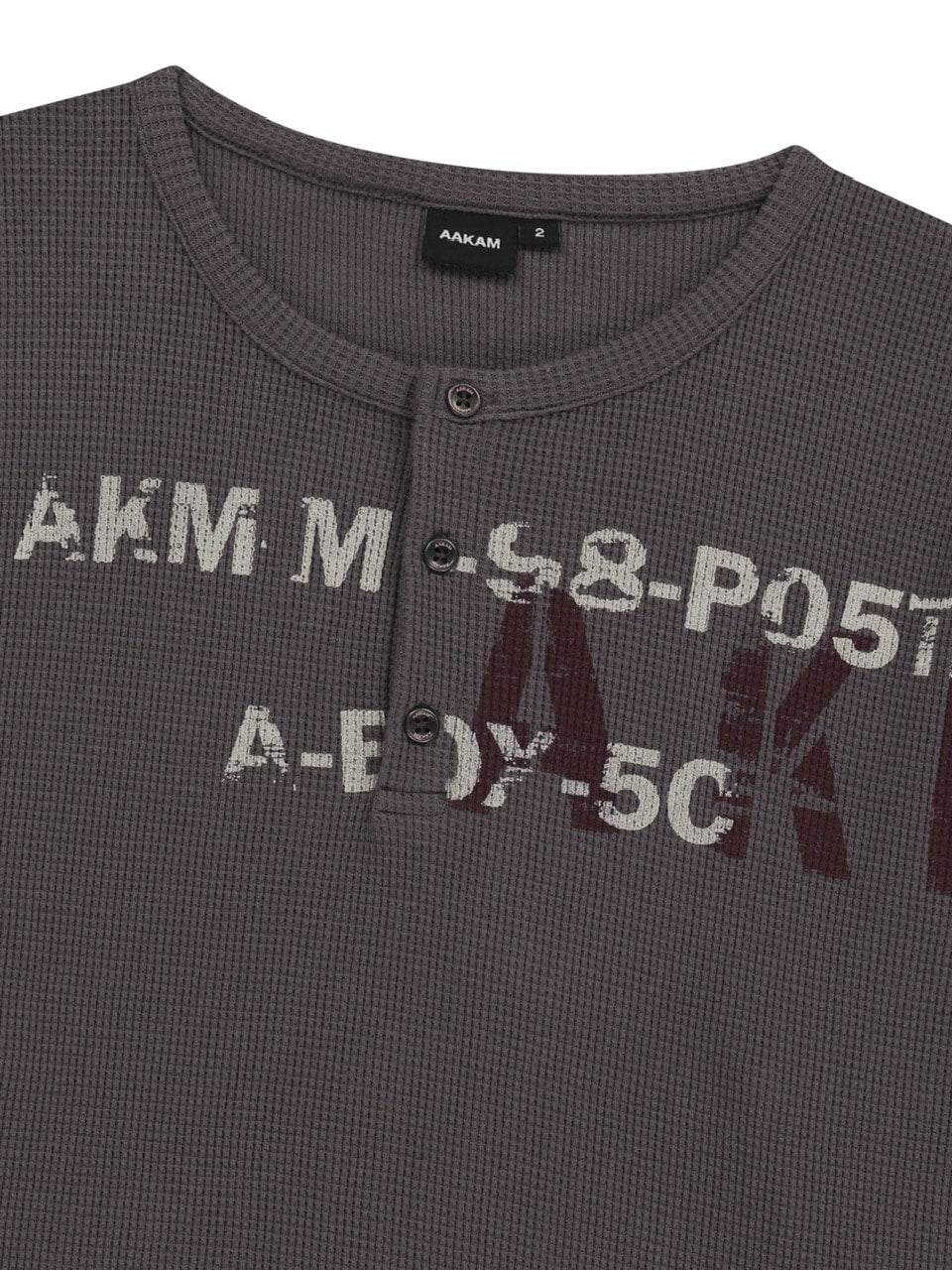 【AAKAM】Waffle Henry Neck Long Sleeve