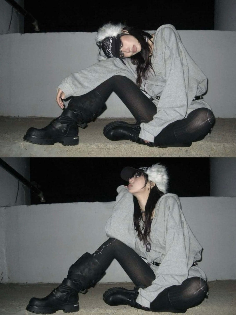 【BLACK PURPLE】Shadow Loop Zip-Up Hoodie