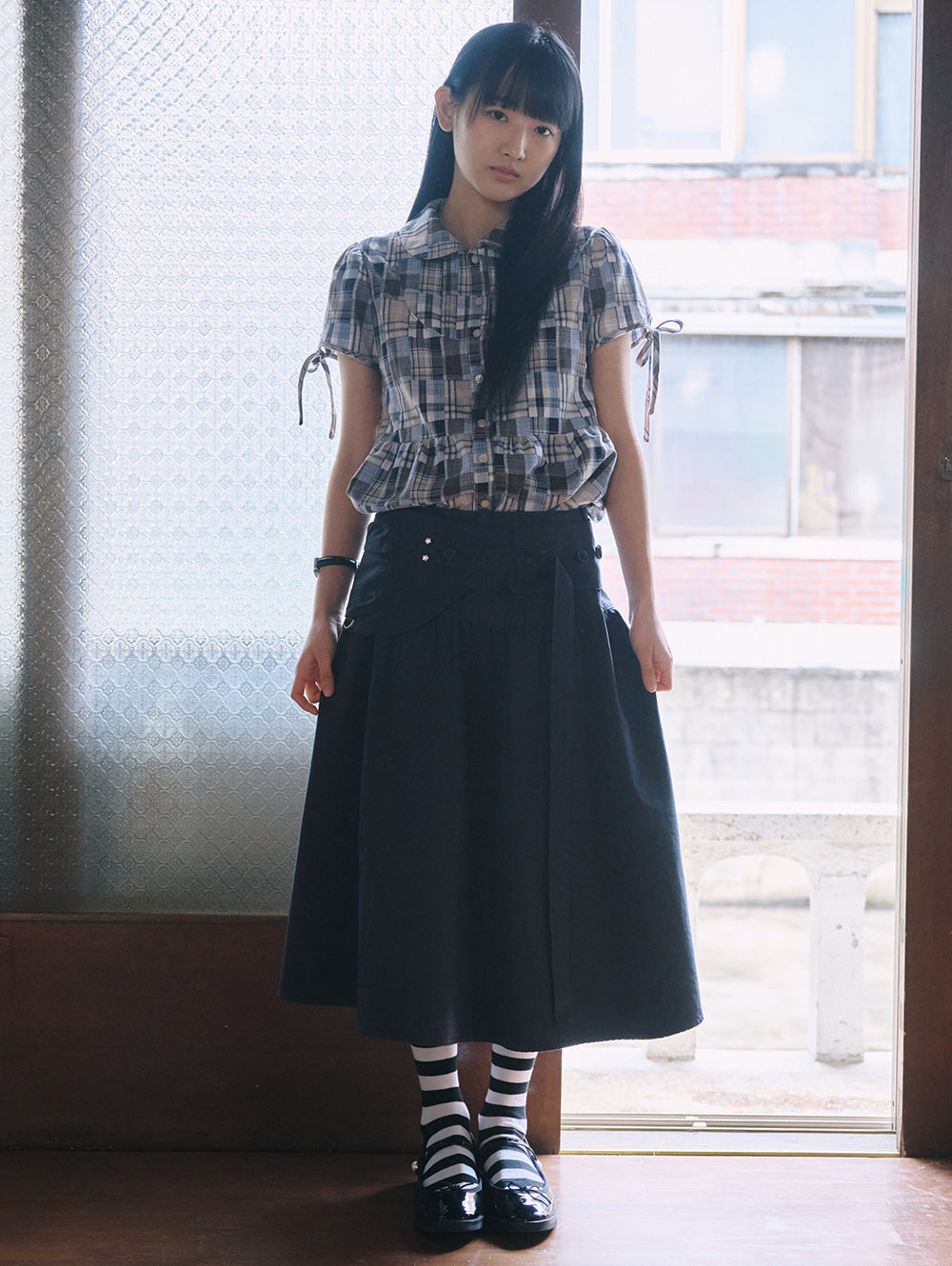 【TUOMIO】PUFF SLEEVES RIBBON BLOUSE