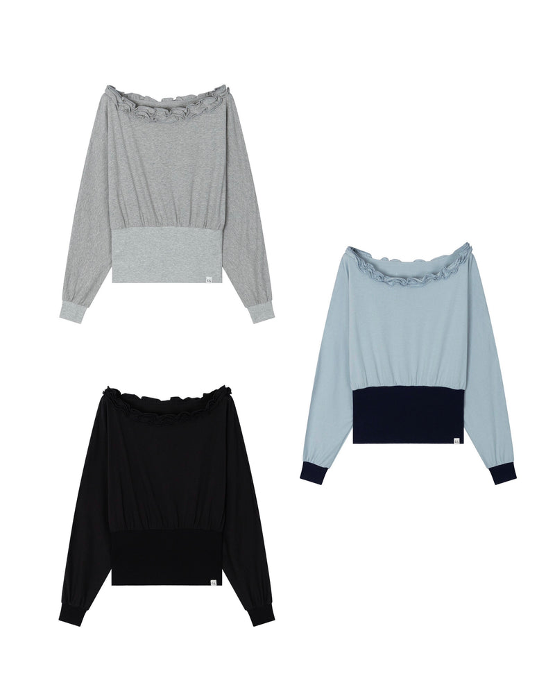 【Uglyshadow】OFF-SHOULDER RUFFLE TOP