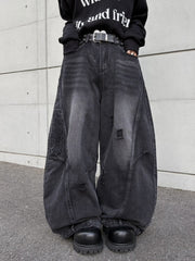 国際配送【LUV CODE】barrel leg damage denim pants