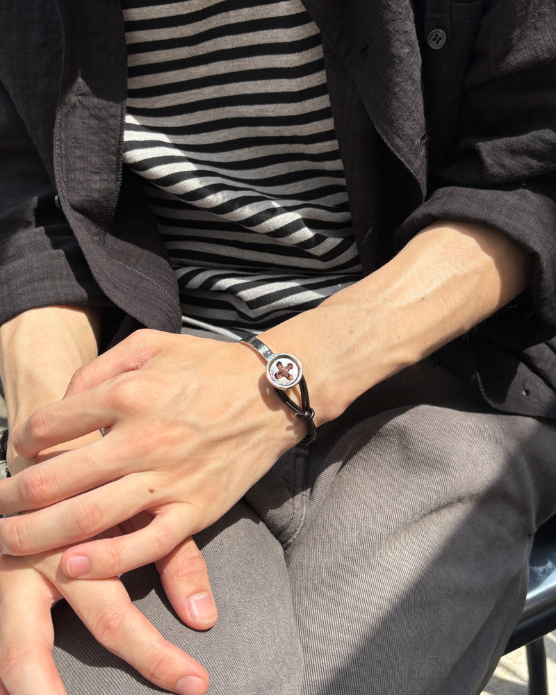 【youll】vintage leather button bracelet