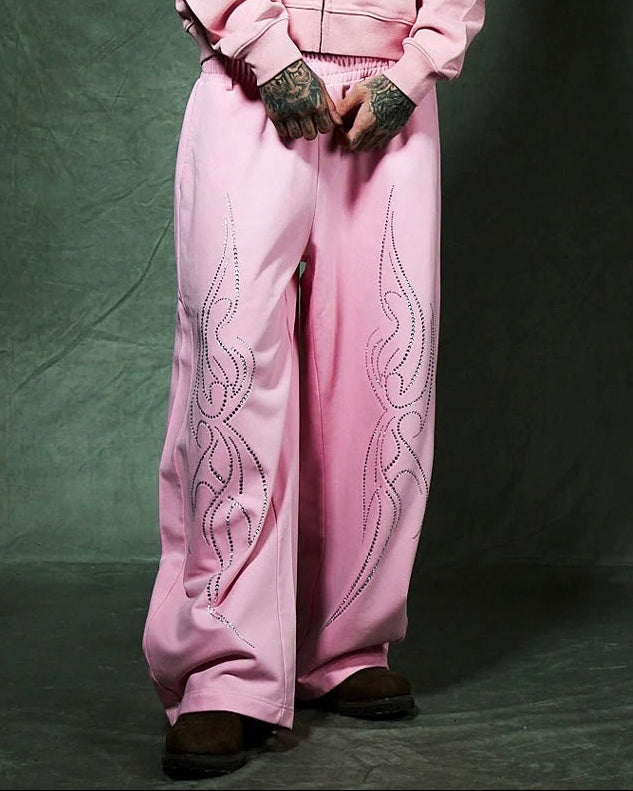 【SUPPLIER】Tribal Rhinestone Curve Sweat Pants