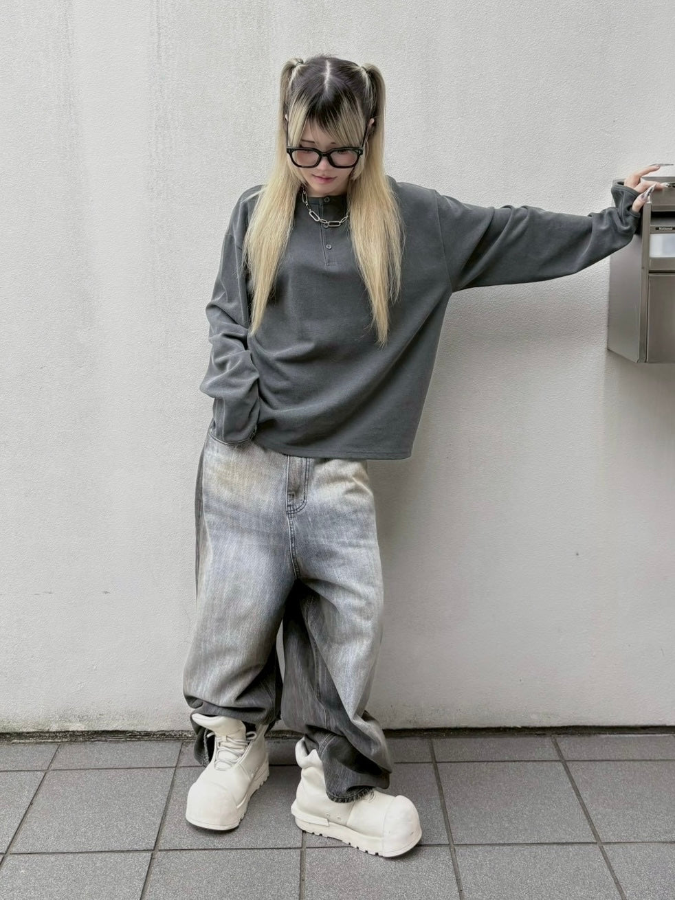 受注制【nmtc+】double button henley neck long sleeve (2color)