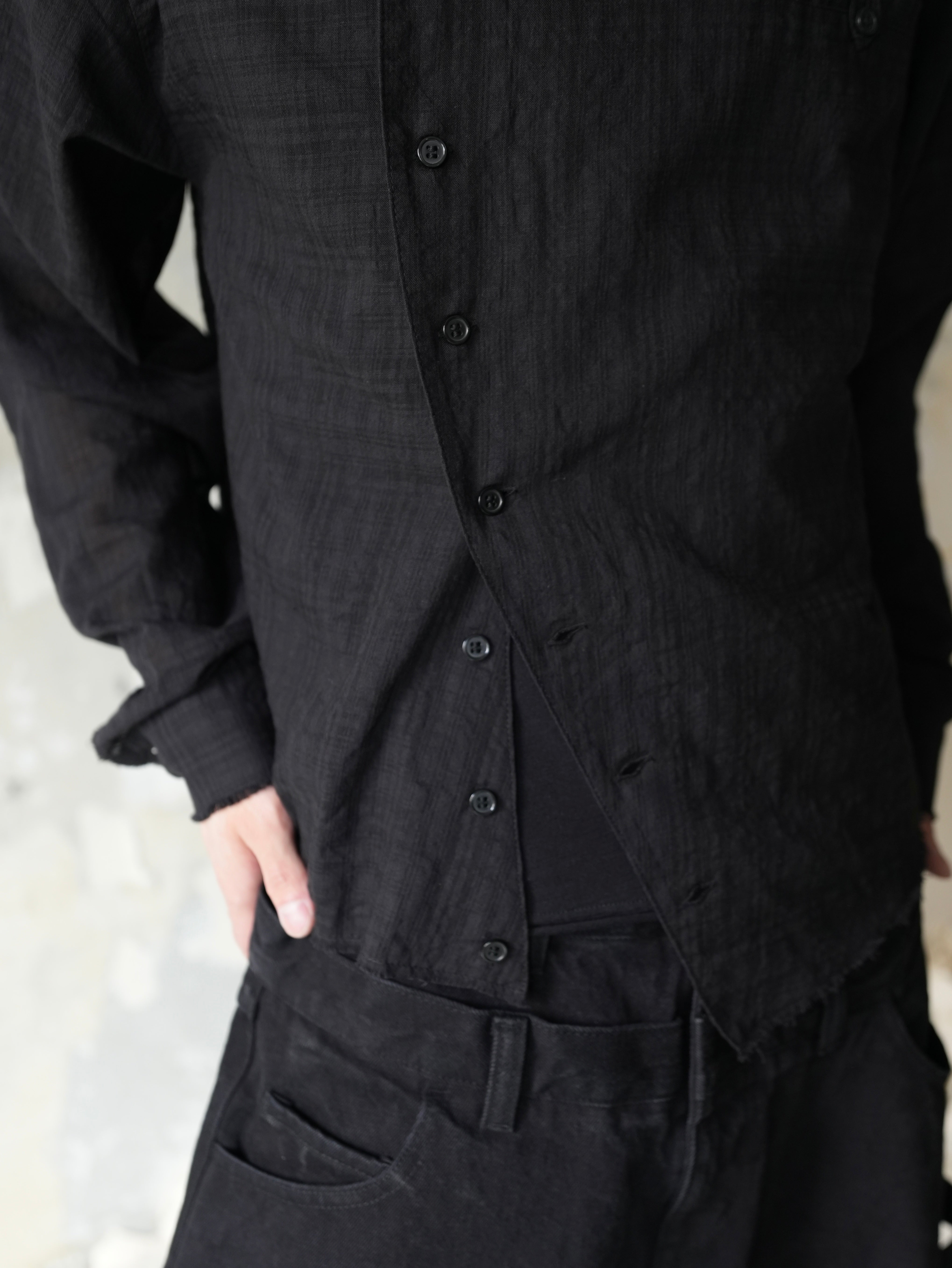 【Lee fi Ne】Offset Sheer Check Shirt