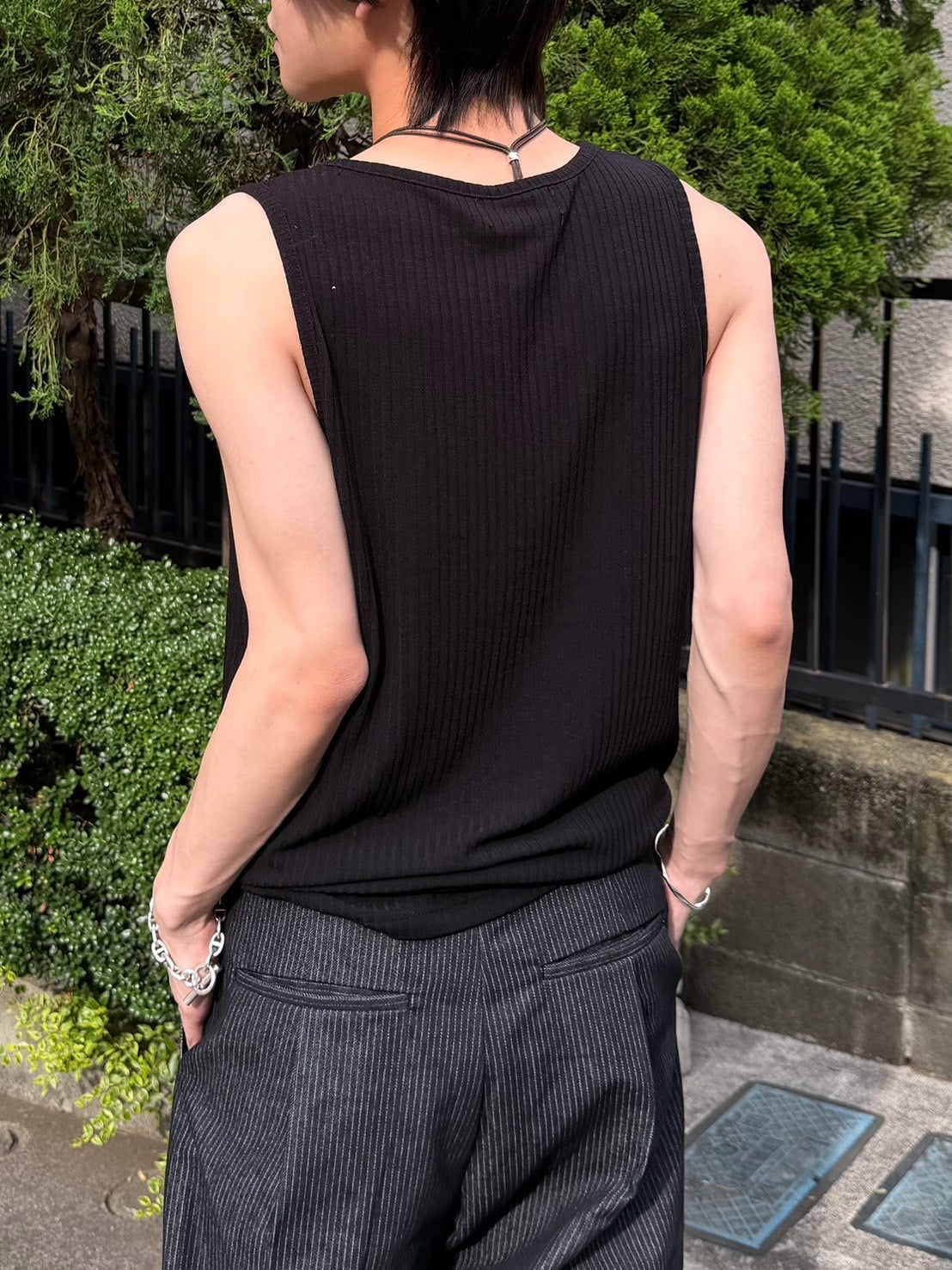 東京店WEB限定受注制【Chikashitsu +】soft rib henley sleeveless (2color)
