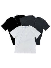 7/4 20:00発売 受注制【nmtc+】Shoulder Henley Eyelet Tee (3color)