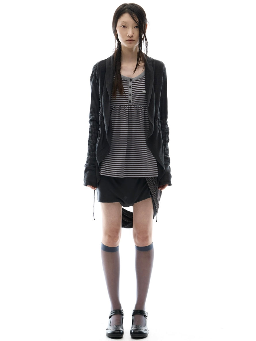 【OJOS】Ruffled Drape Cardigan