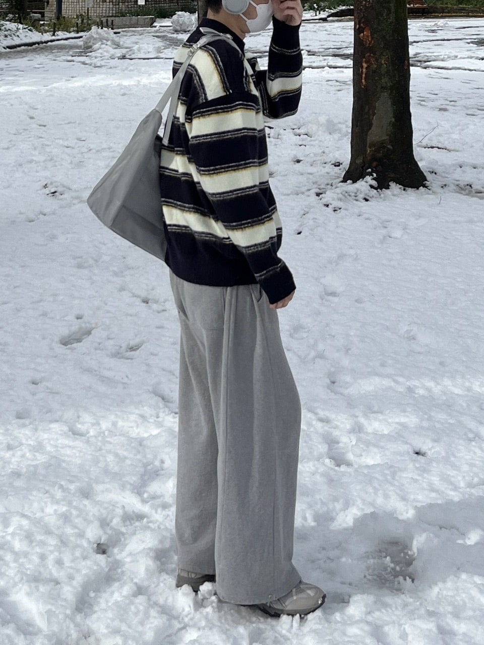 受注制【Chikashitsu +】snap button sweat pants (2color)