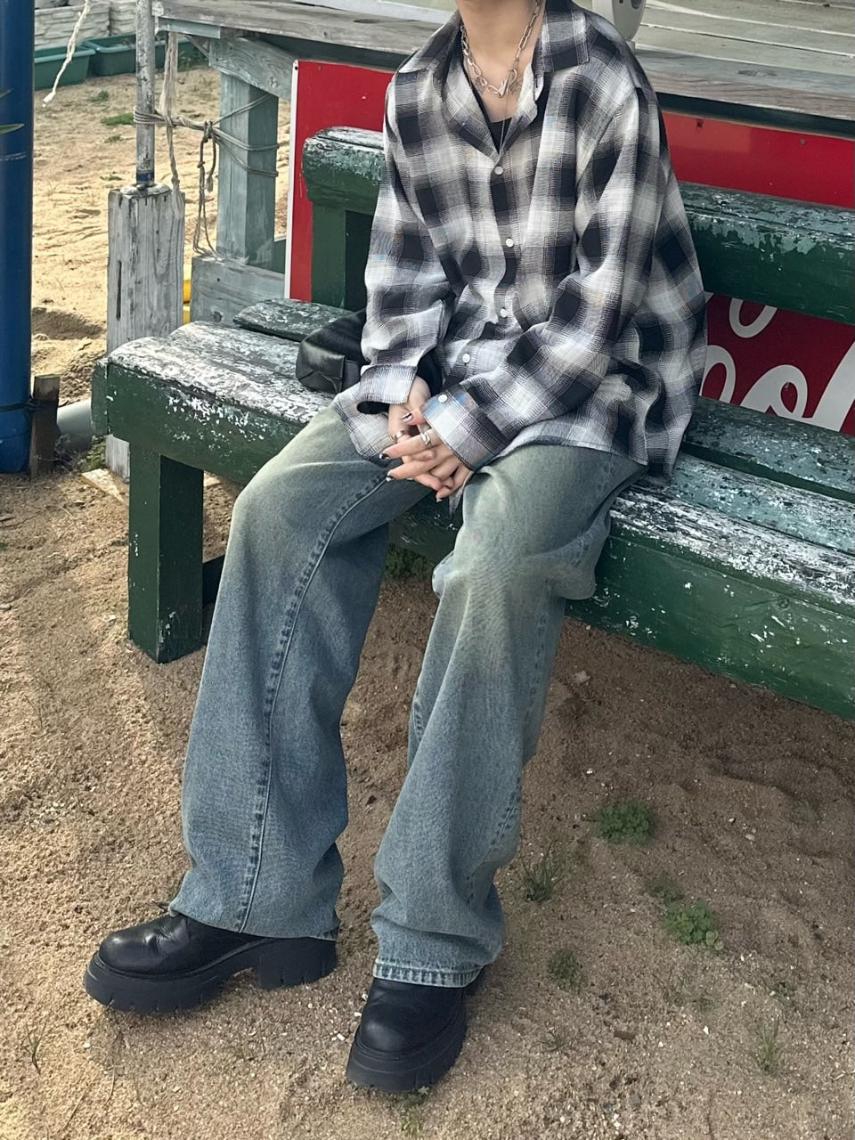 大阪店WEB限定受注制【Chikashitsu +】vintage color wash wide denim pants (3color)