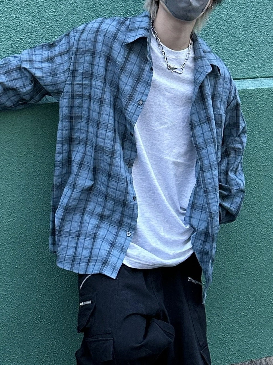 大阪店WEB限定受注制【Chikashitsu +】linen check shirt (3color)