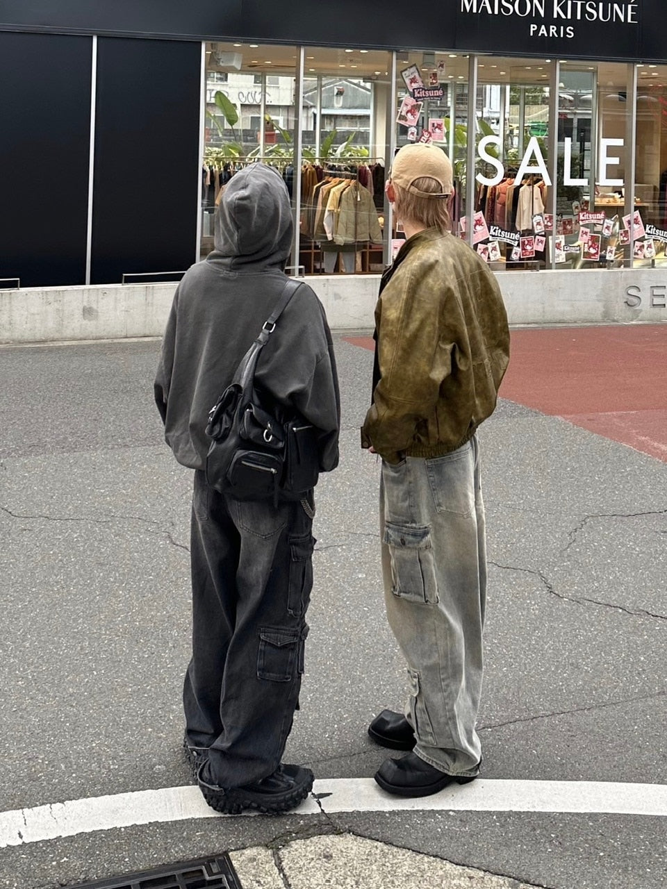 受注制【Chikashitsu +】vintage wash cargo denim pants (2color)