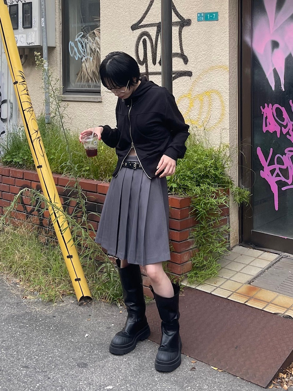 受注制【Chikashitsu +】pleats midi skirt (3color)