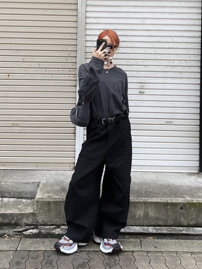 【Chikashitsu +】pattern design slacks (2color)