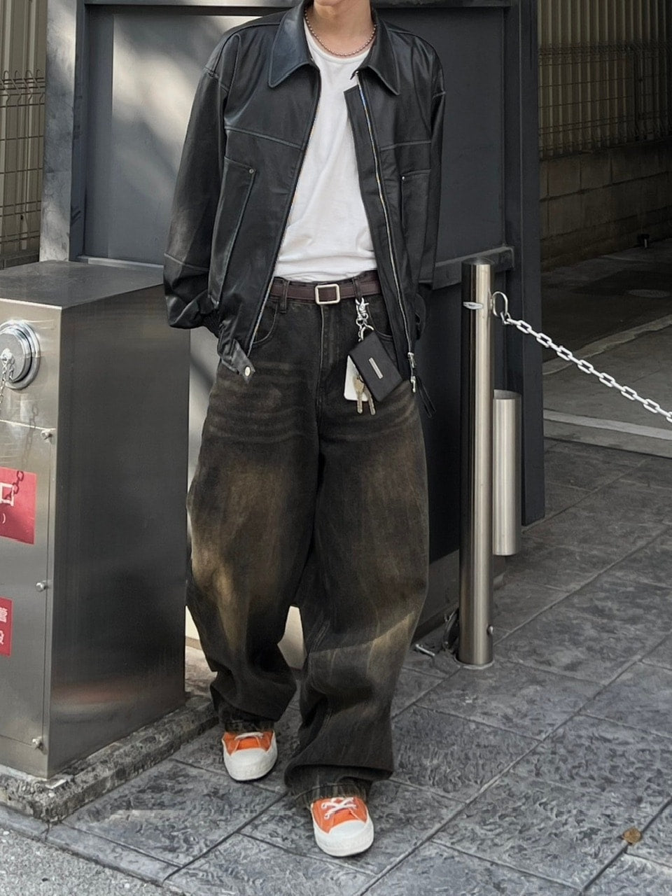 大阪店WEB限定受注制【Chikashitsu +】washing vegan leather jacket (2color)